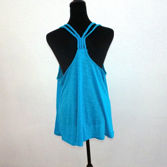 No boundaries, Blue palm trees tank top, with braided straps design. - Picture 5 of 10